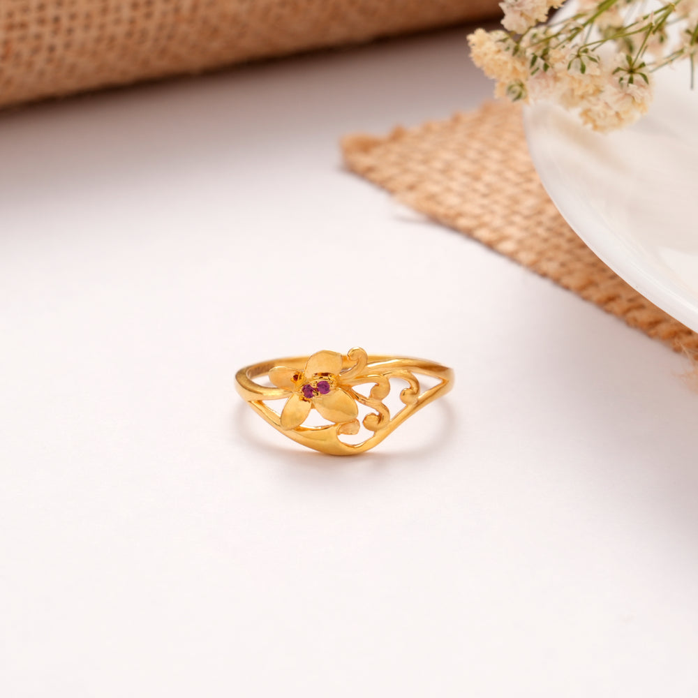 Butterfly Floral Design Golden Ring