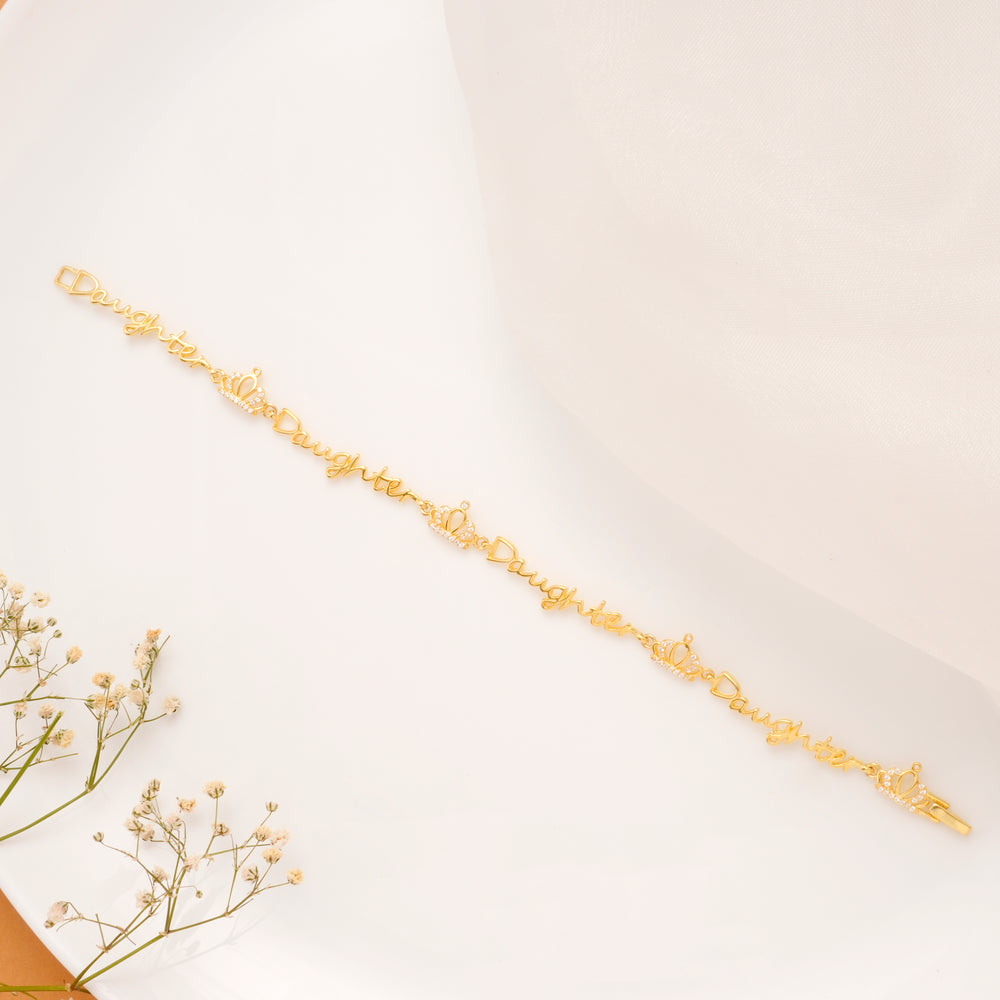 Princess Daughter Crown Golden Bracelet