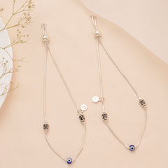Stylish Blue Evil Eye Silver Anklet