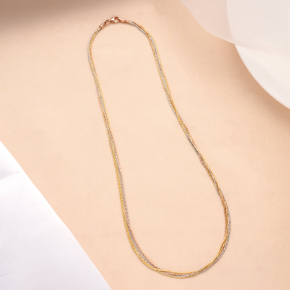 Multi-Color Triple Layer Silver Chain