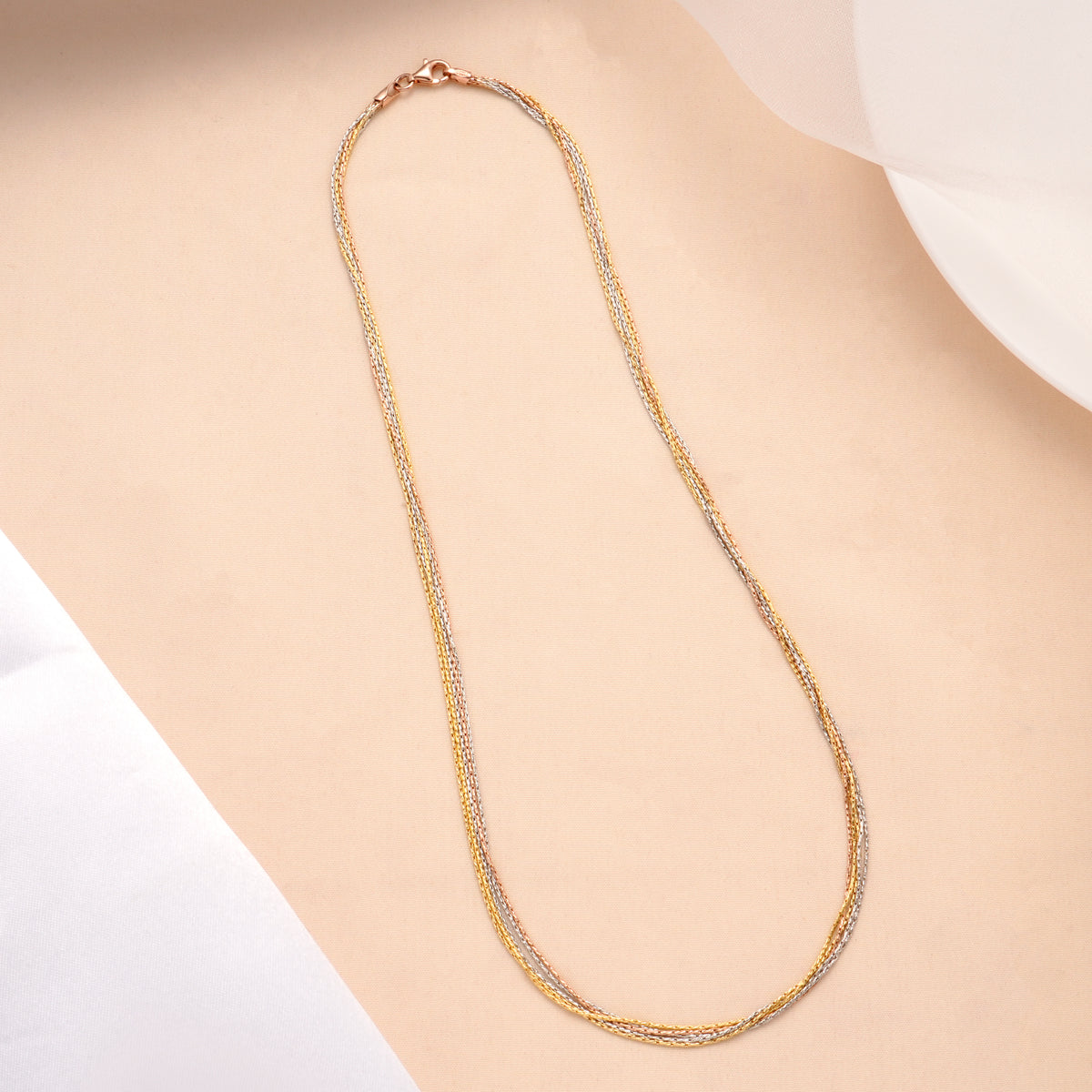 Multi-Color Triple Layer Silver Chain