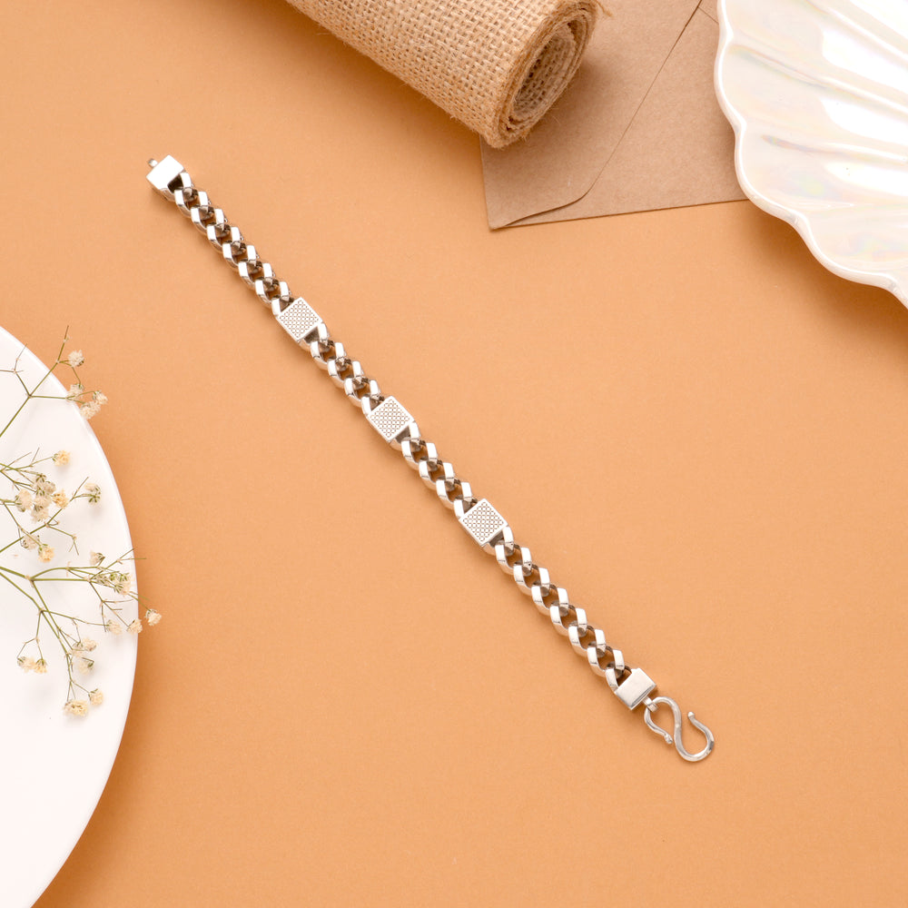 Classic Elegance Link Men's Silver Bracelet