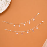 Silver Star Purple Enamel Baby Anklets