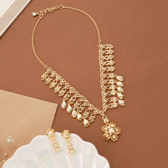 Heart Shape Flower Design Golden Necklace Set