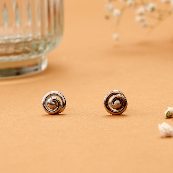 Antique Silver Swirl Shape Stud