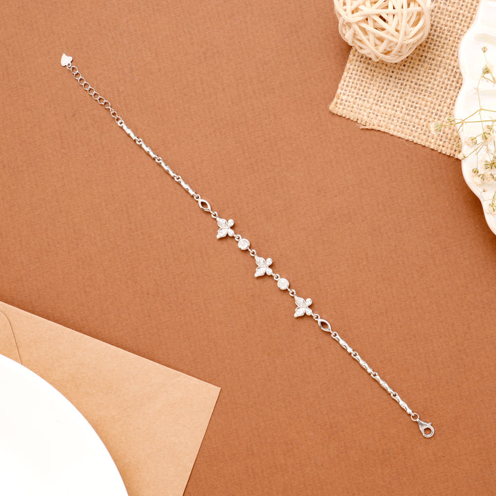 Cute Tiny Triple Butterfly Silver Bracelet