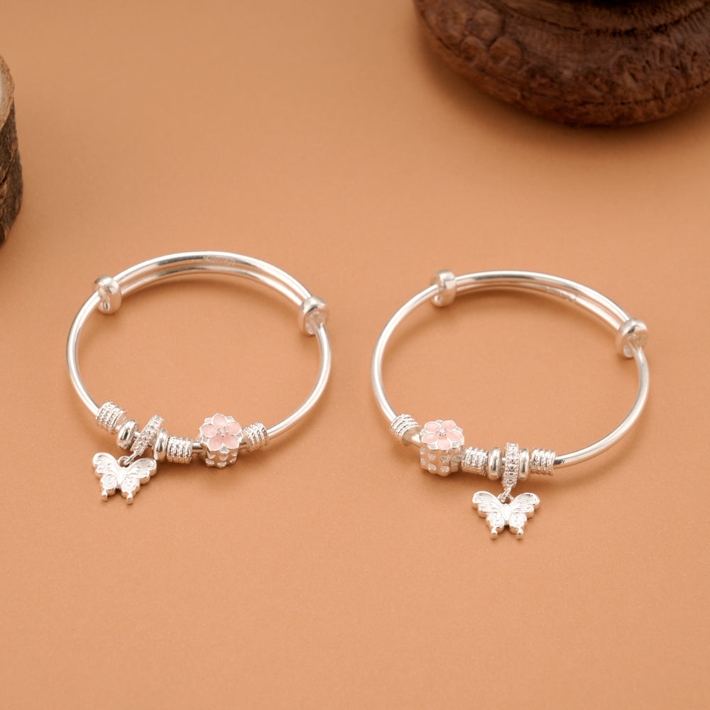 Butterfly Blossom Baby Silver Bangle