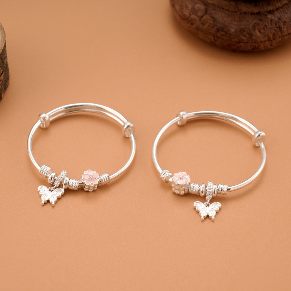 Butterfly Blossom Baby Silver Bangle
