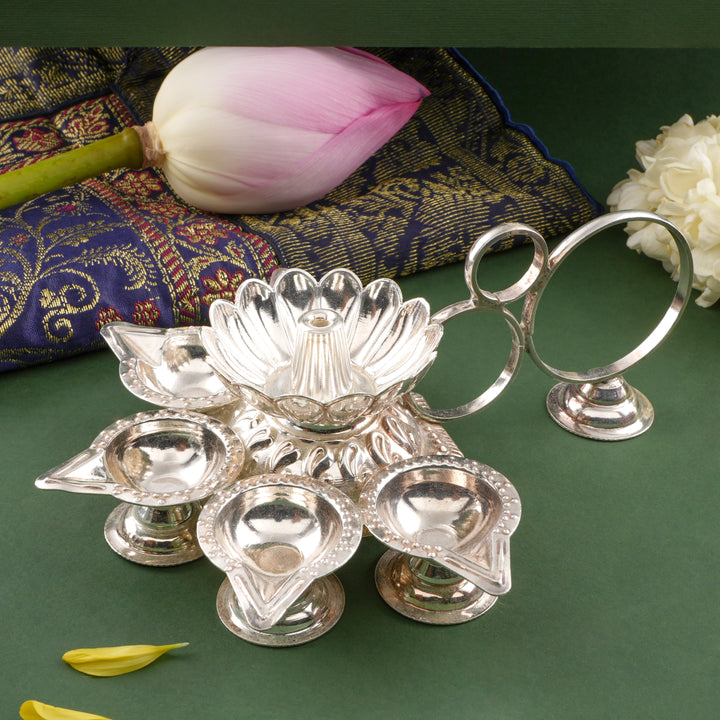 Traditional Silver Aarti Lamp