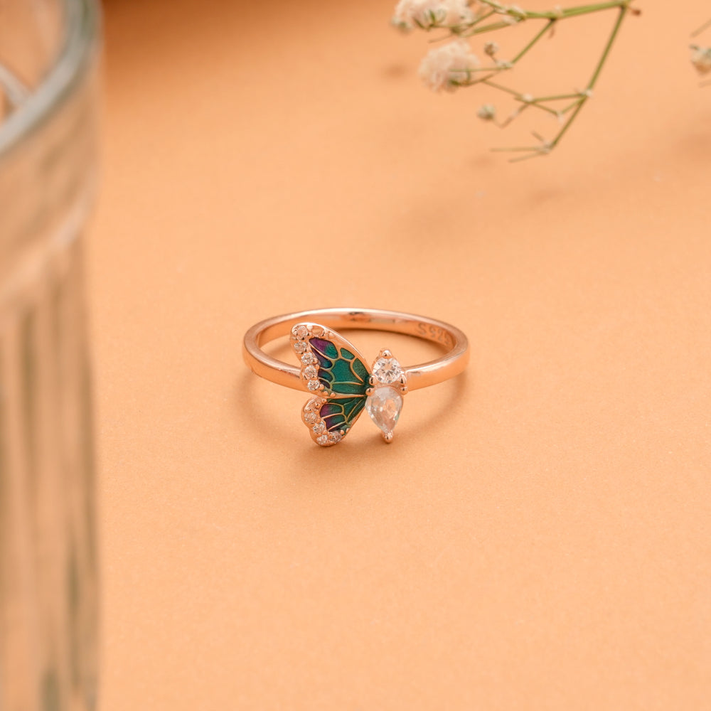 Dual Colour Half Butterfly Rose Golden Ring