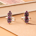 Antique Ruby Drops Silver Toe Ring
