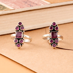 Antique Ruby Drops Silver Toe Ring