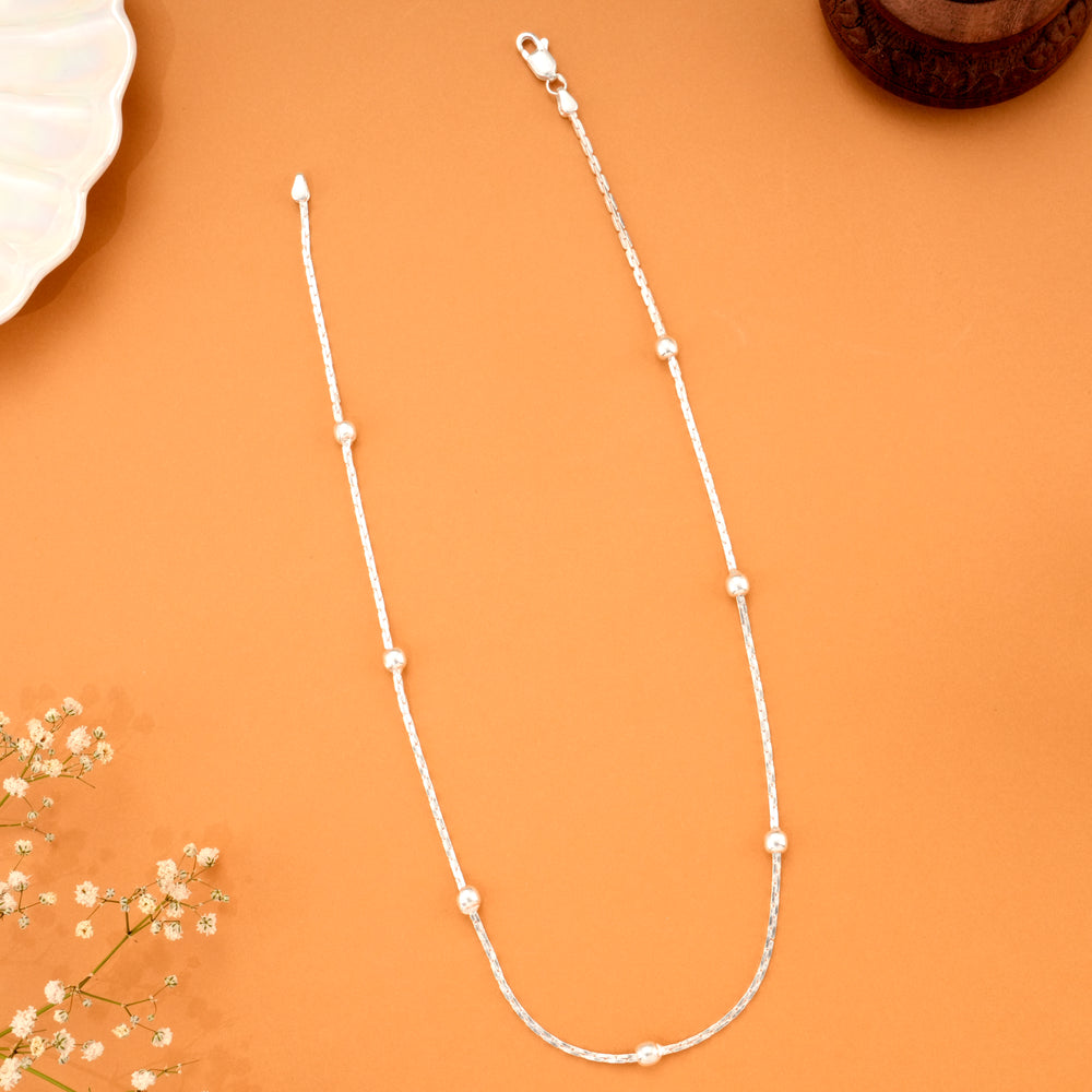 Shimmering Beads Silver Chain