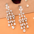 Sparkling Leaf Drop Stone Silver Earring