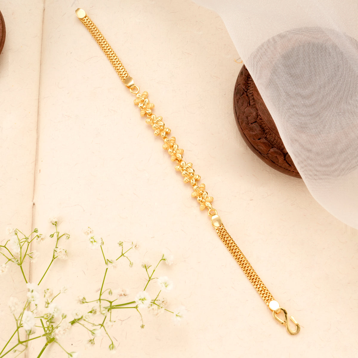 Floral Design Gold Plated Bracelet
