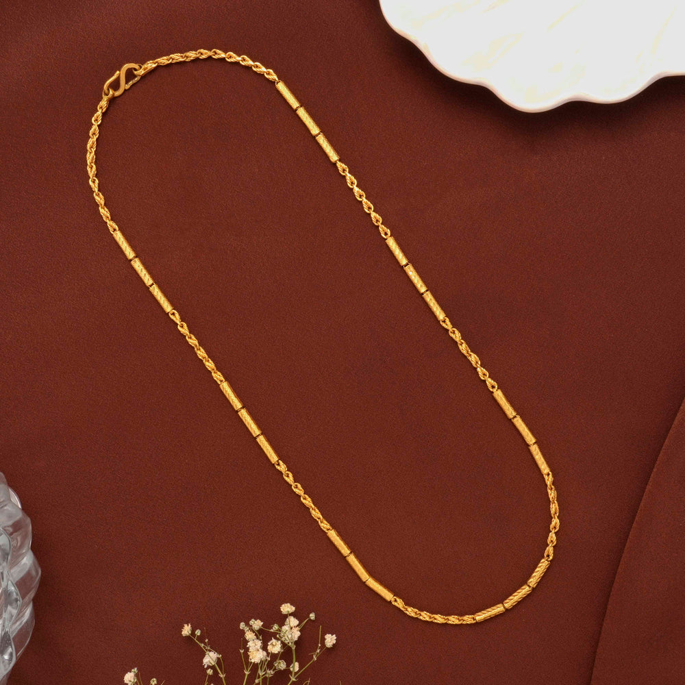 Premium Twisted Cylinder Gold Chain