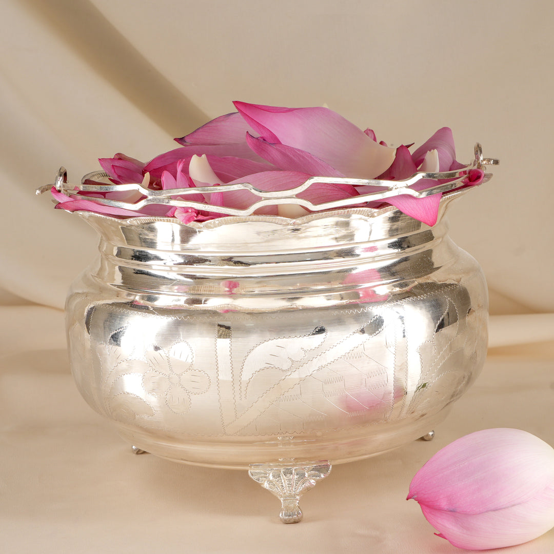 Floral Design Silver Poo Koodai