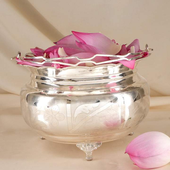 Floral Design Silver Poo Koodai