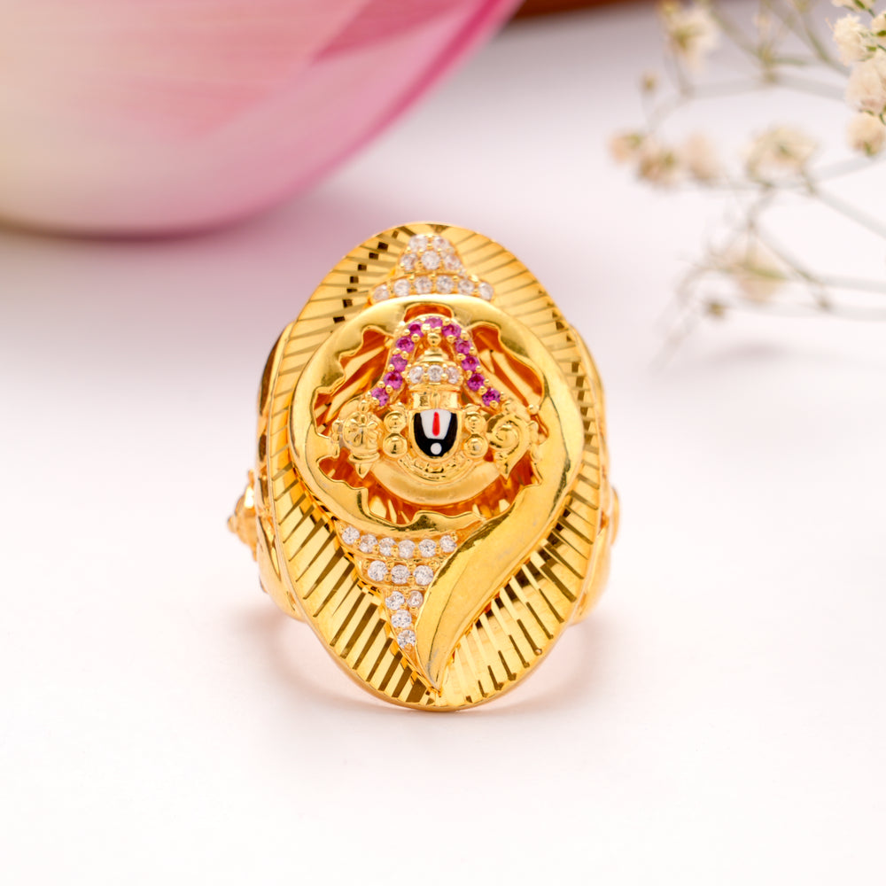 Lord Perumal Silver Gold Plated Ring