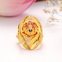 Lord Perumal Silver Gold Plated Ring
