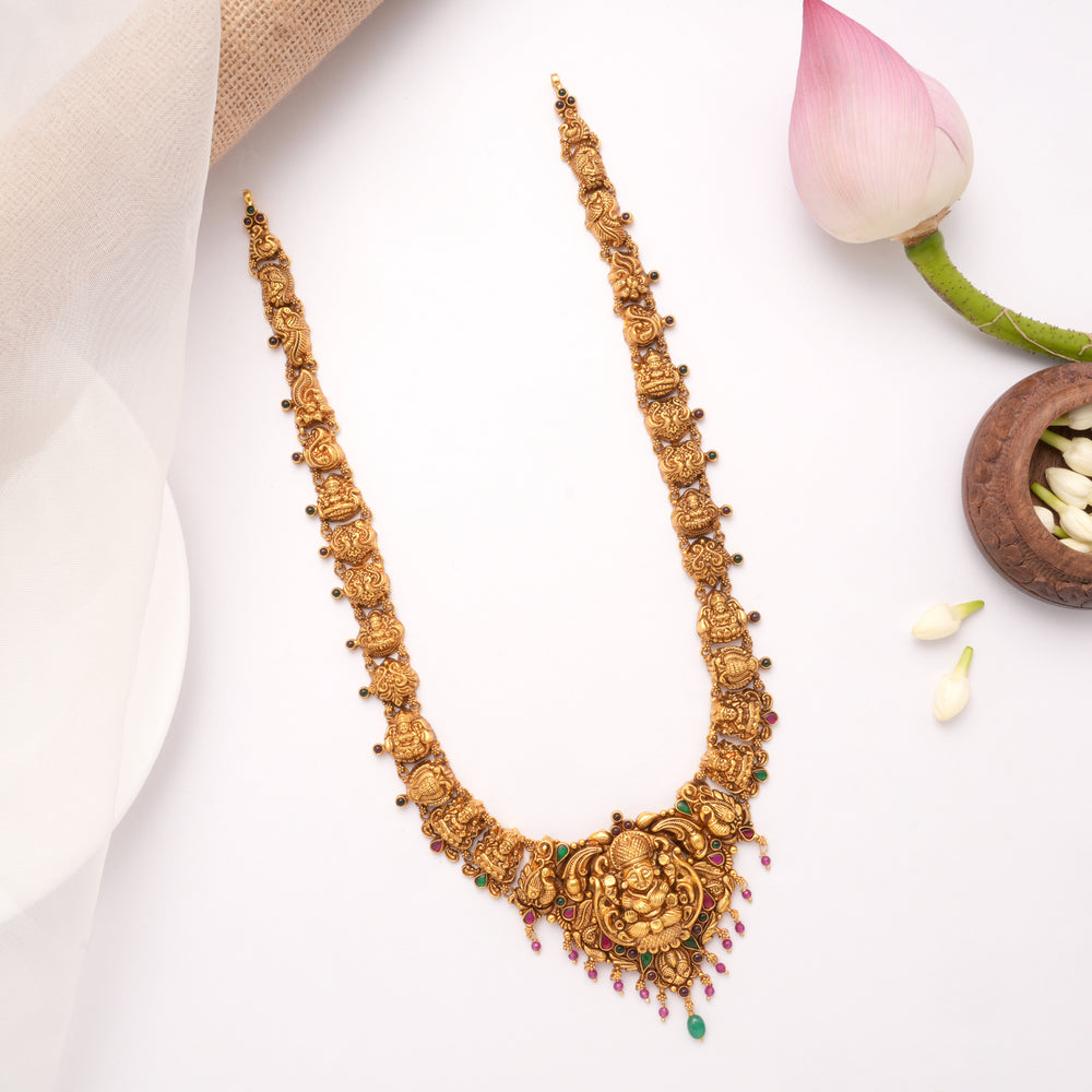 Heritage Goddess Lakshmi with Drops Golden Haram