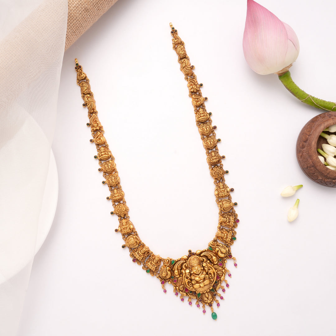 Heritage Goddess Lakshmi with Drops Golden Haram