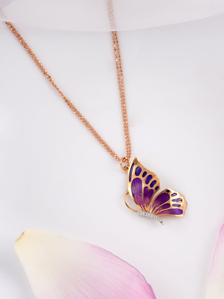 Halved Purple Butterfly Rose Gold Chain