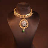 Grand Leaf Pattern Kundan Gold Necklace