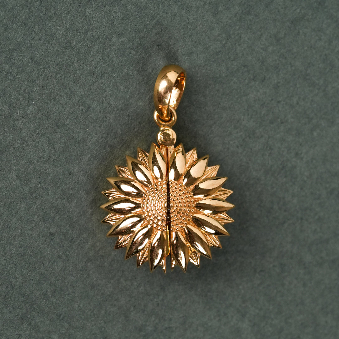 Customization Sunflower Secret Heart Initial Diamond Locket