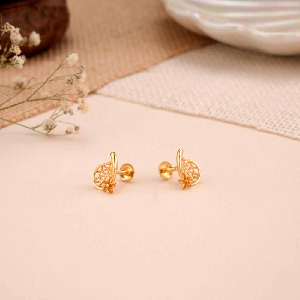 Floral Petals Golden Stud Earrings