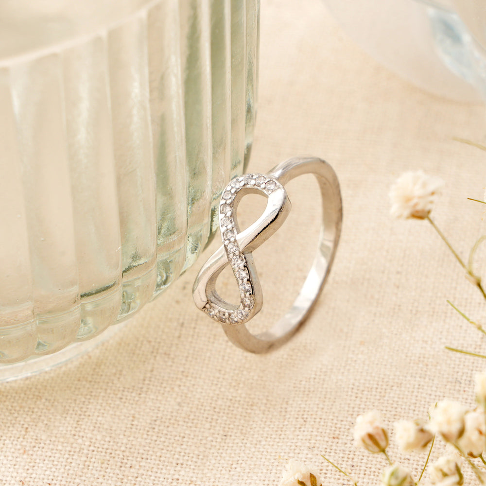 Sparkling White Stone Infinity Ring