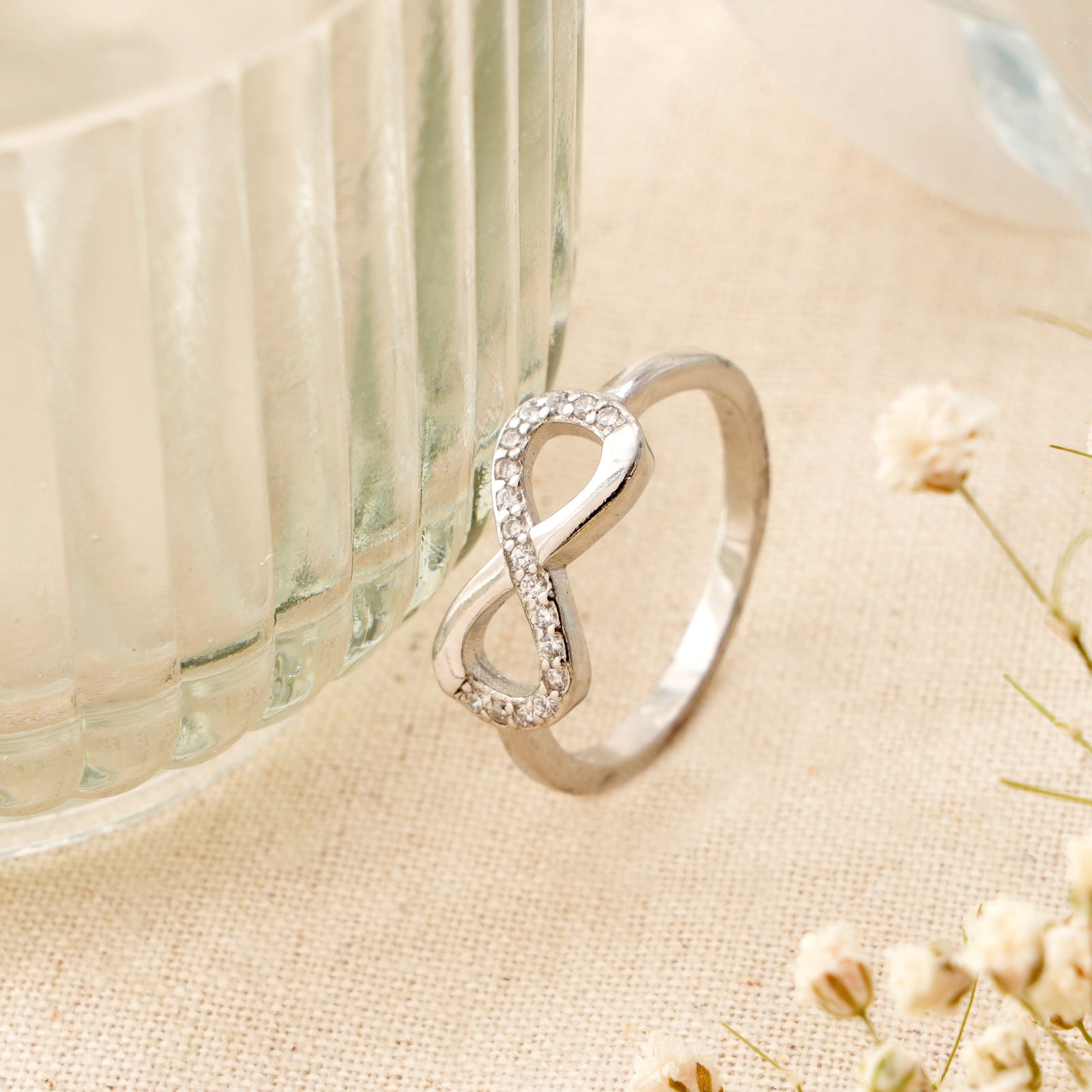 Sparkling White Stone Infinity Ring