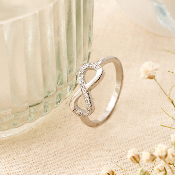 Sparkling White Stone Infinity Ring
