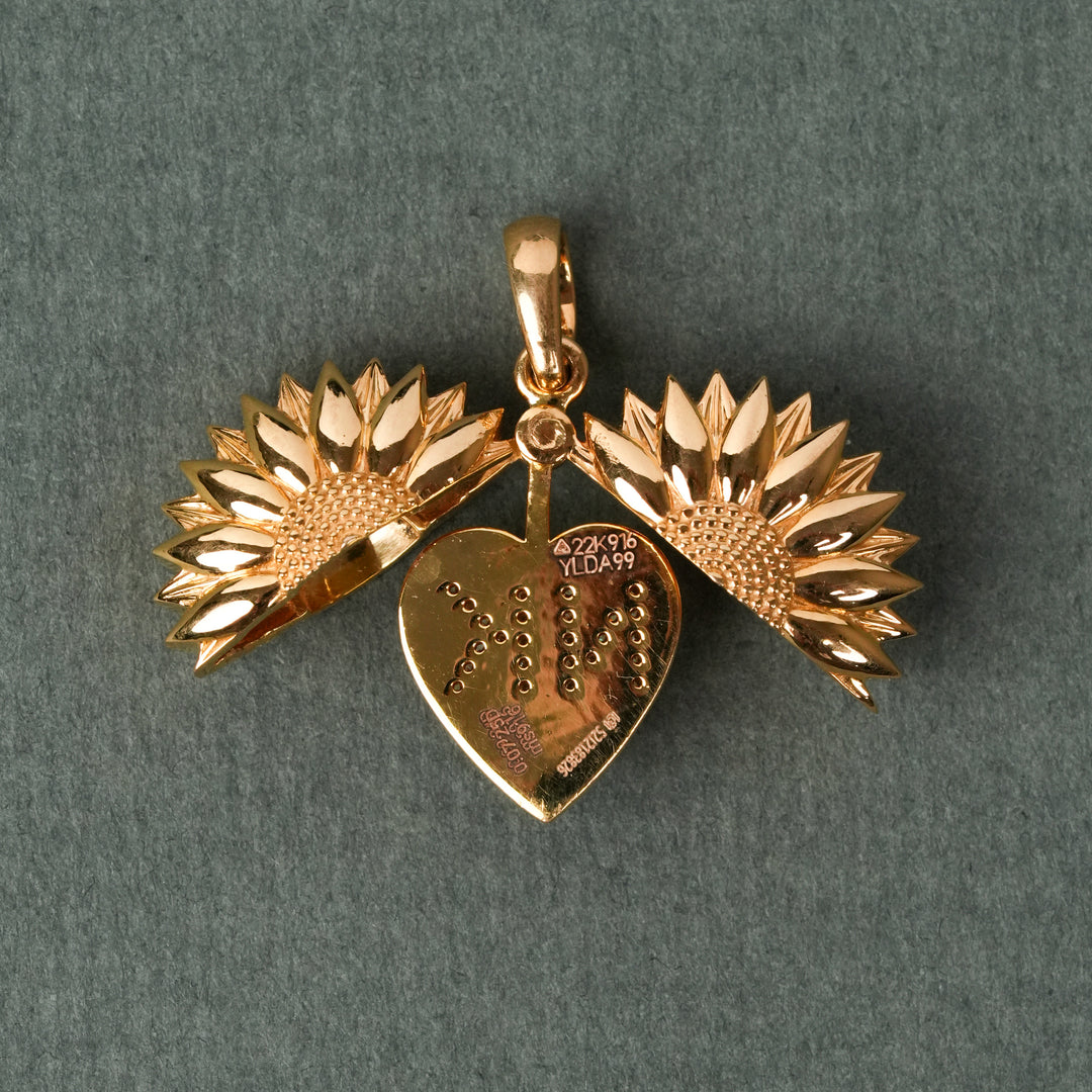 Customization Sunflower Secret Heart Initial Diamond Locket