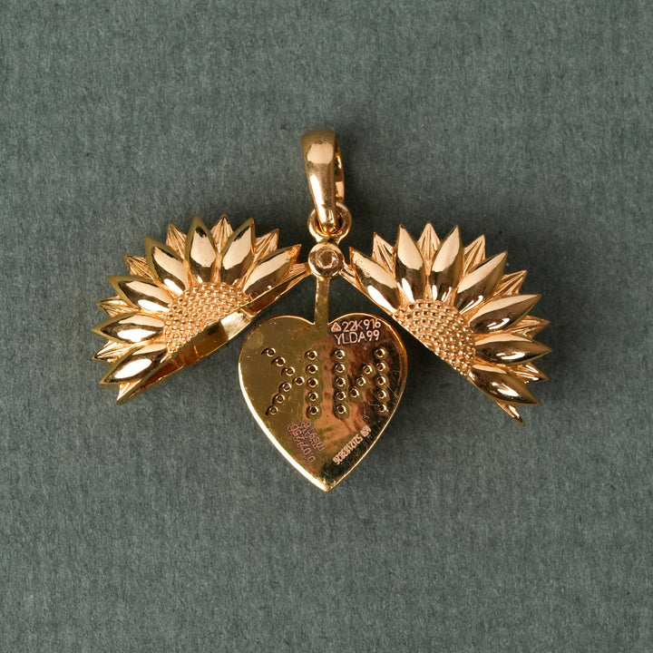 Customization Sunflower Secret Heart Initial Diamond Locket