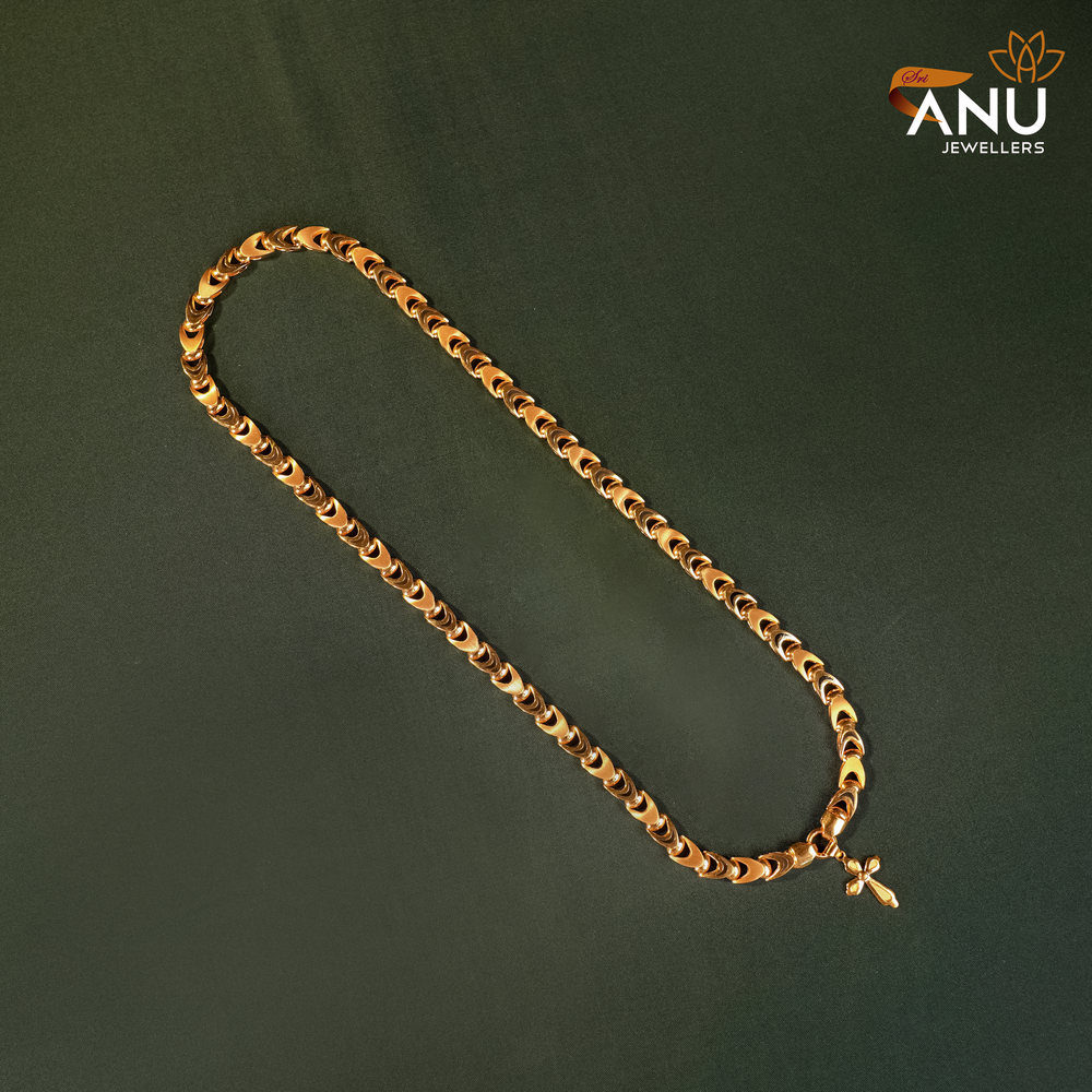 Customised Geometric Link Cross Pendant Gold Chain