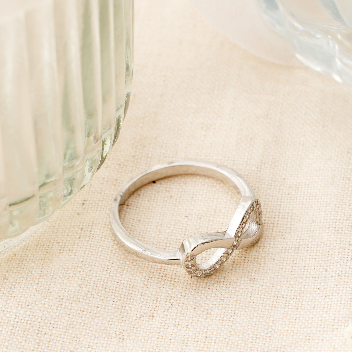Sparkling White Stone Infinity Ring