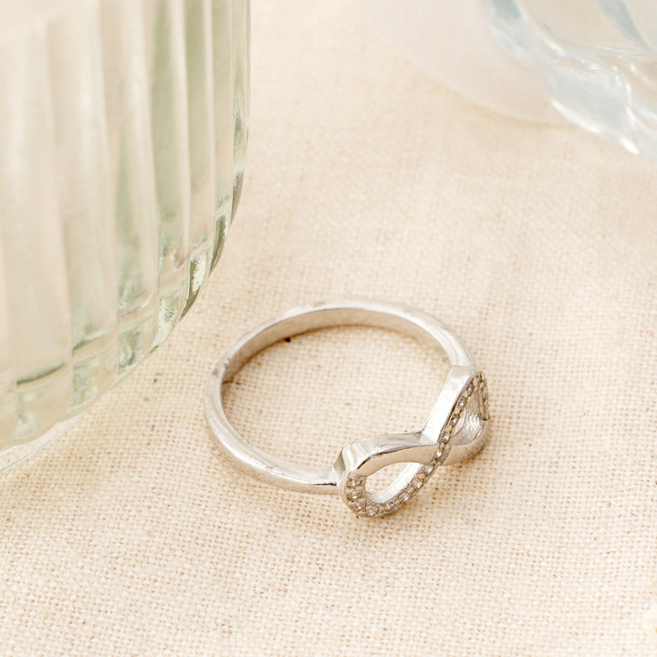 Sparkling White Stone Infinity Ring