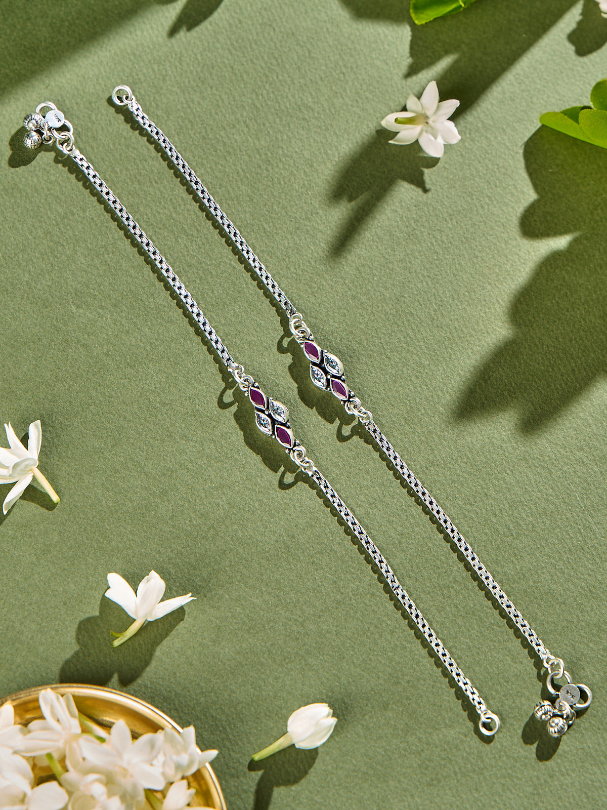 Ruby Bloom Antique Anklet