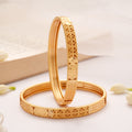 Intricate Floral Design Golden Bangles