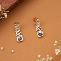 Halo Blue Sapphire drops with Swarovski Earrings