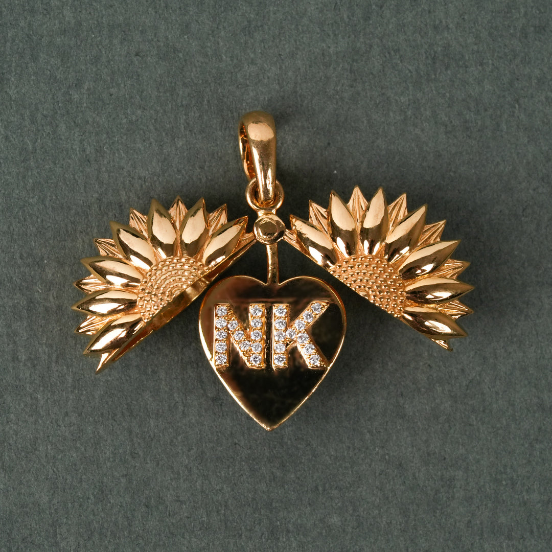 Customization Sunflower Secret Heart Initial Diamond Locket