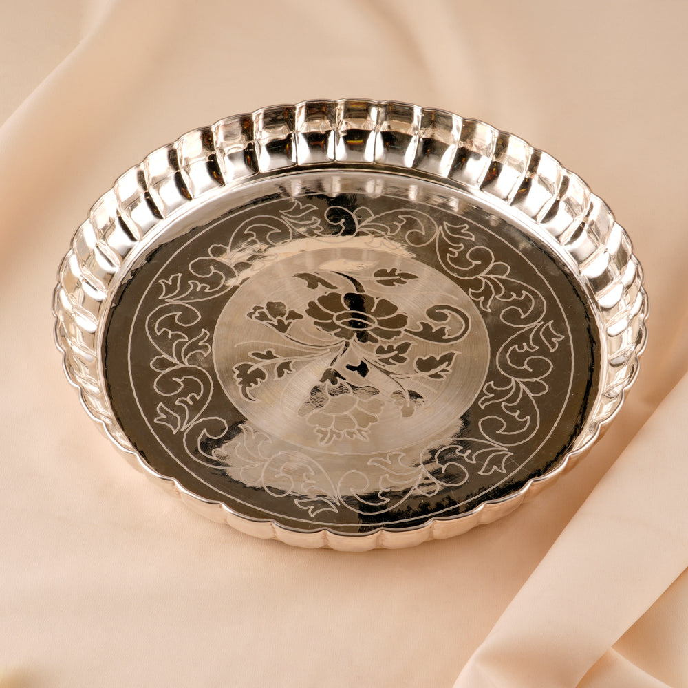 Blossom Design Silver Thamboolam Plate