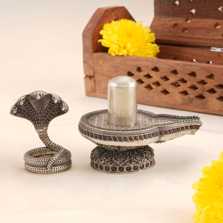 Mahadev Shivling Antique Silver Idol