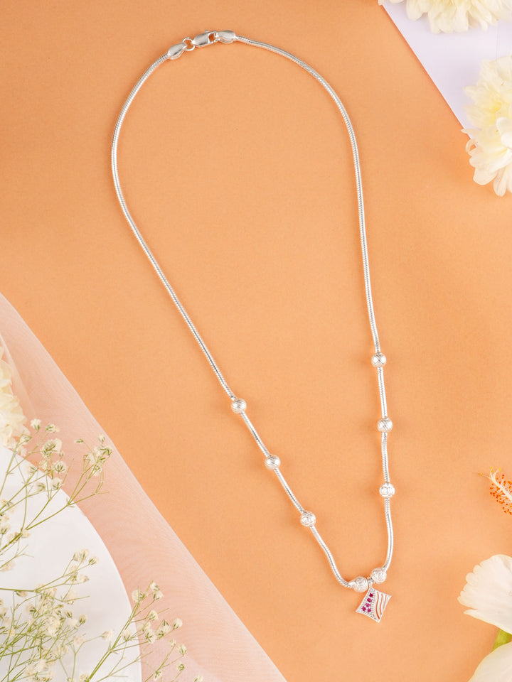 Square Shaped Pendant with Silver Ball Chain