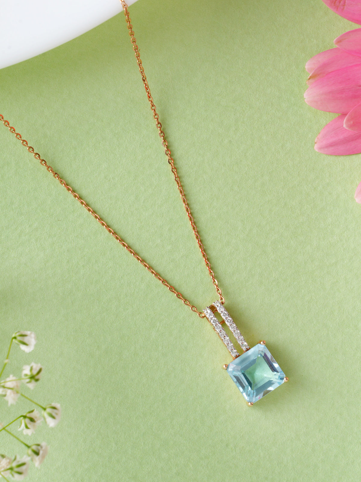 Aquamarine Gemstone Pendant with Diamond Accents
