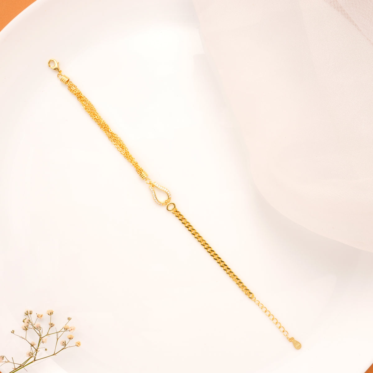 Elegant Teardrop Spark Golden Bracelet
