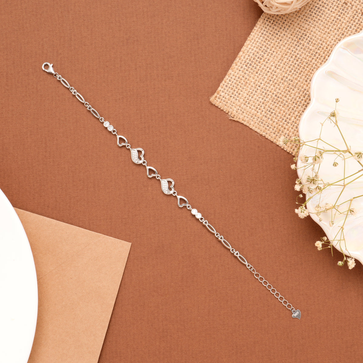 Elegant Heart Silver Bracelet for Women
