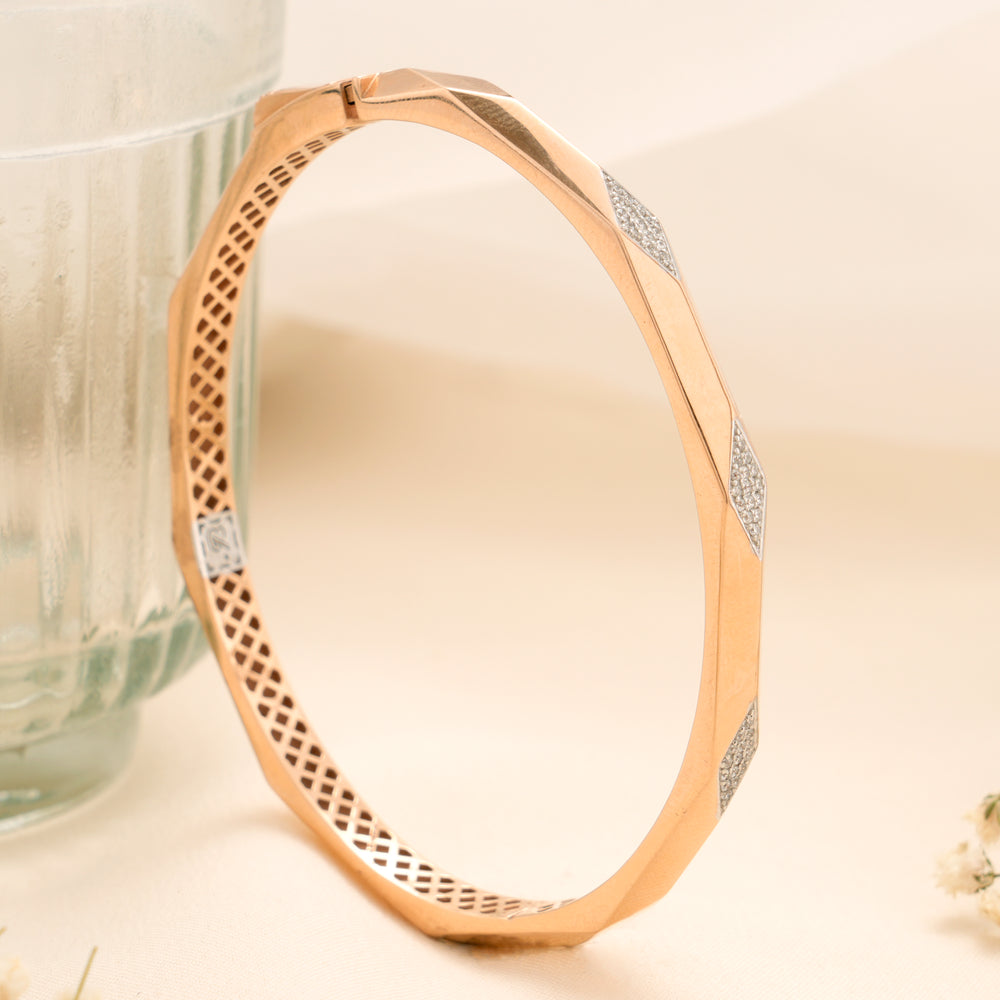 Geometric with Stone Accents Gold Kada