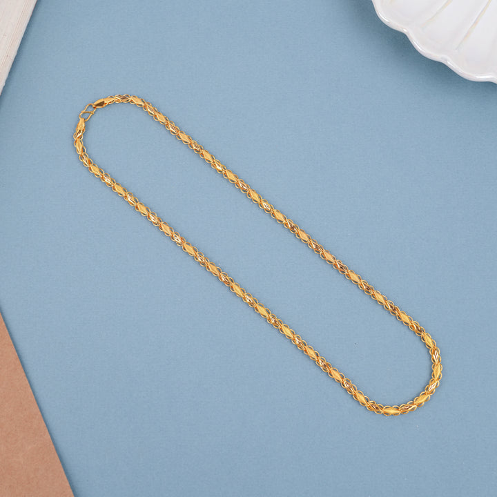 Textured Twisted Link Pattern Gold Chain